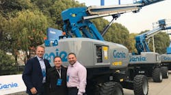 At the handover of the Byrne Equipment Rental&rsquo;s first Genie delivery: Jacco de Kluijver, Genie vice president sales &amp; marketing, EMEAR; Steve Caygill, regional general manager, Byrne Equipment Rental; and Sharbel Kordahi, managing director Terex Equipment Middle East.