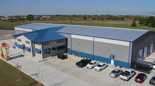 Aerial overview of Illini Hi-Reach&apos;s new 30,000-square-foot headquarters in Crown Point, Ind.