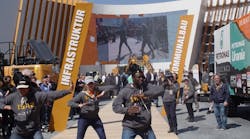 Dancers welcome visitors to the massive Case stand at Bauma.