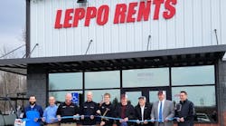 Leppo Rents staff and guests prepare to cut ribbon at the new Youngstown, Ohio, facility.