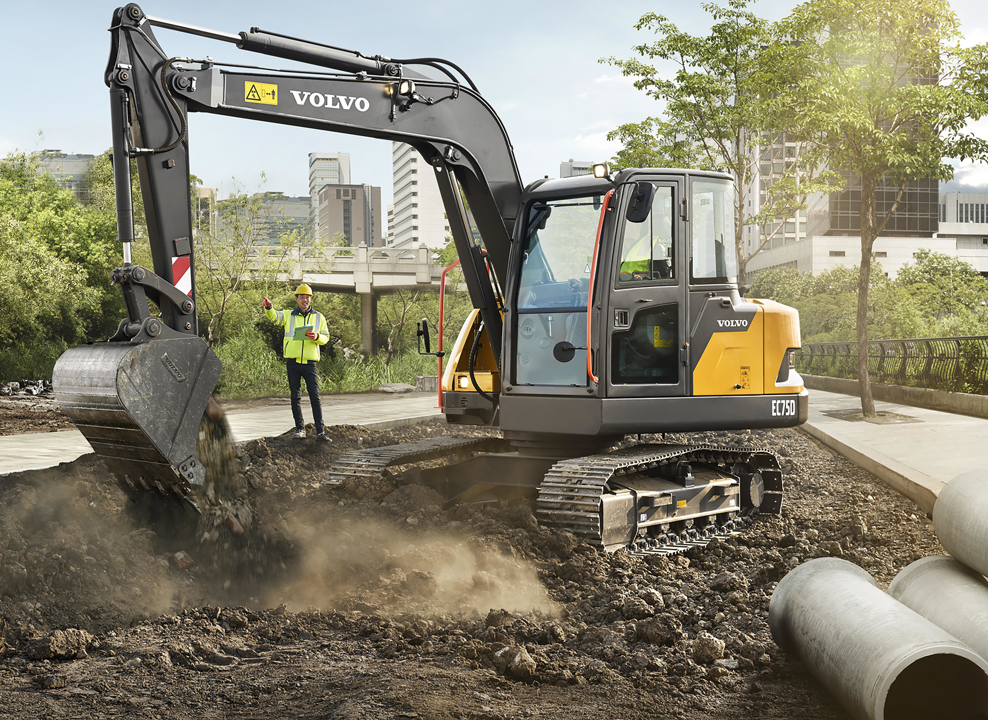 A Volvo excavator in China.