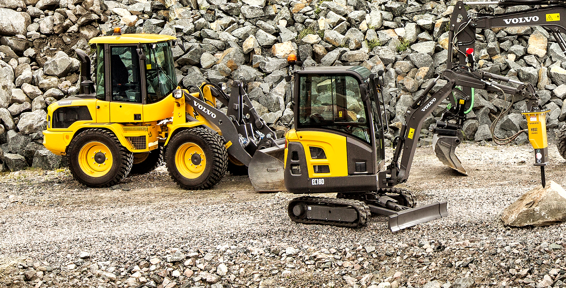 Volvo Compact Excavator And Wheel Loader