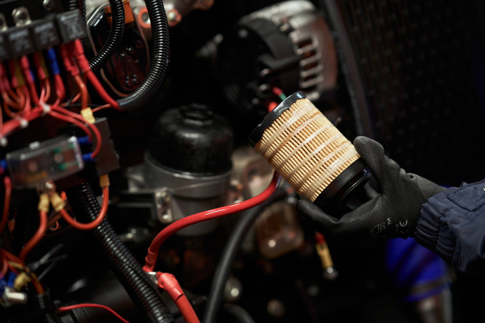 Perkins Ecoplus oil filters use a replaceable element inside a reusable filter housing, eliminating disposable metal canisters, keeping them out of landfills.