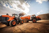 Pictured are the new -7 series Wheel Loaders by Doosan Infracore North America, LLC.