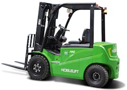 Pictured is the new Noblelift Lithium Iron Phosphate LFP/LiFePO4 electric 60Q and 70Q Series forklift. Pictured is the new Noblelift Lithium Iron Phosphate LFP/LiFePO4 electric 60Q and 70Q Series forklift.