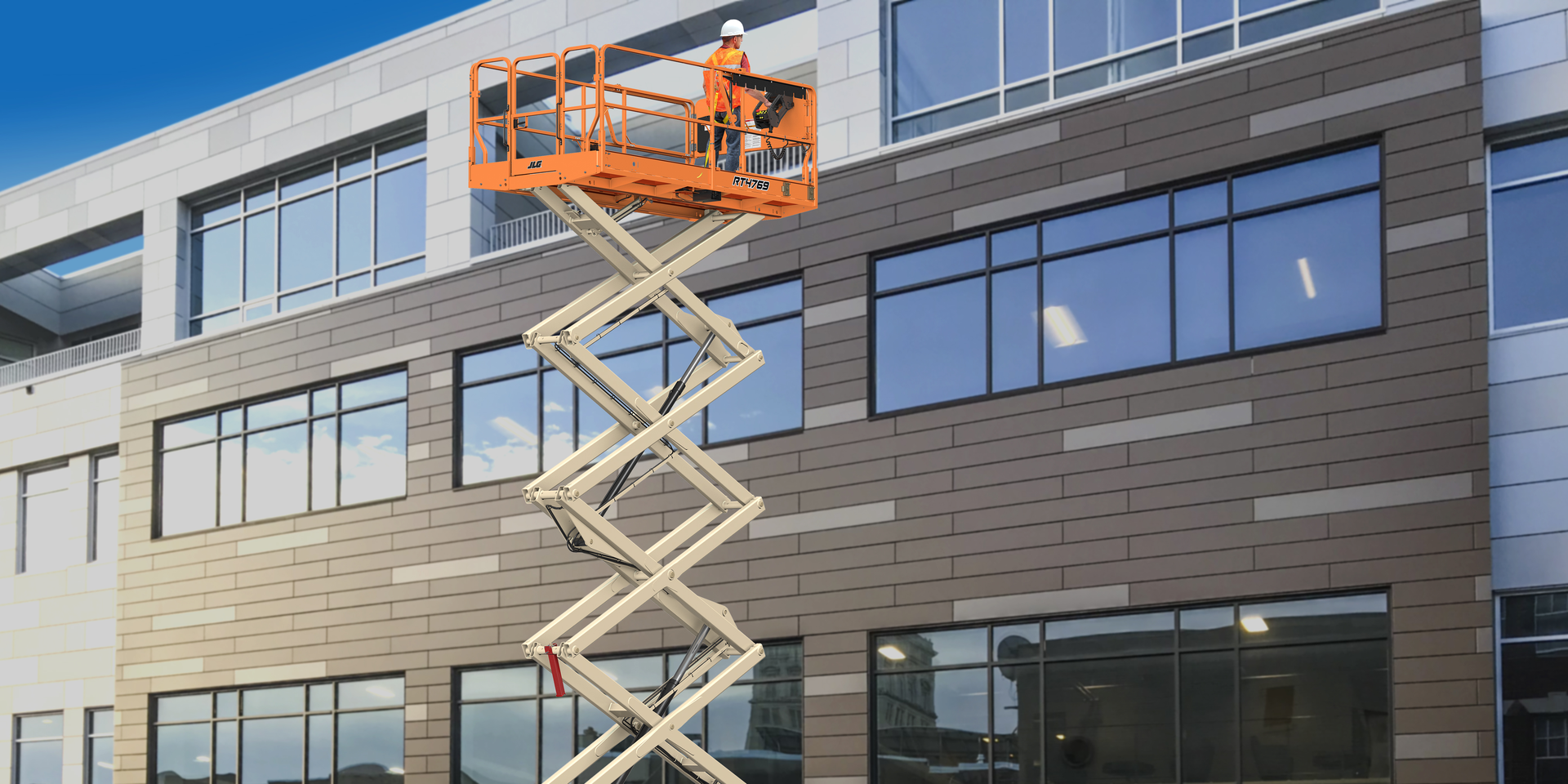 Pictured is JLG's new 4069 and 4769 RT/ERT scissor lift.