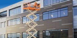 Pictured is JLG&apos;s new 4069 and 4769 RT/ERT scissor lift.