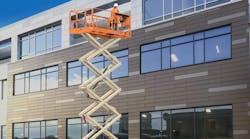 Pictured is JLG&apos;s new 4069 and 4769 RT/ERT scissor lift.