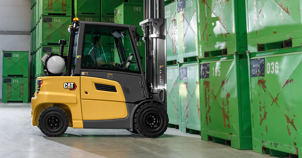 Pictured is Mitsubishi Logisnext Americas group new Cat 3,000 &ndash; 7,000 pound hydrostatic internal combustion (IC) forklift series.
