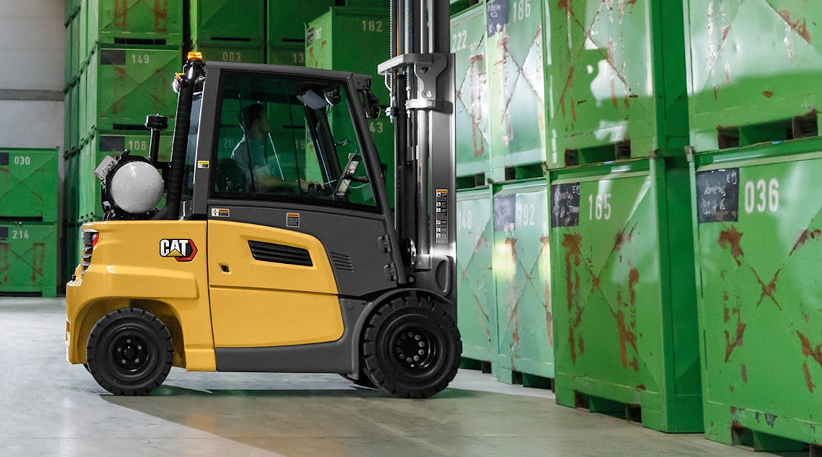 Pictured is Mitsubishi Logisnext Americas group new Cat 3,000 &ndash; 7,000 pound hydrostatic internal combustion (IC) forklift series.