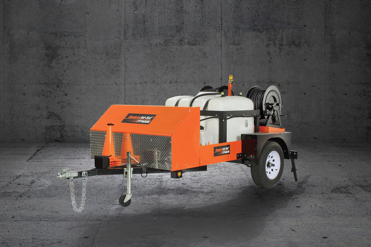 Pictured is the JM-2512 Typhoon&circledR; trailer jetter.