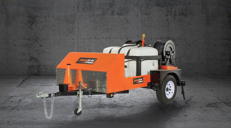 Pictured is the JM-2512 Typhoon&circledR; trailer jetter.