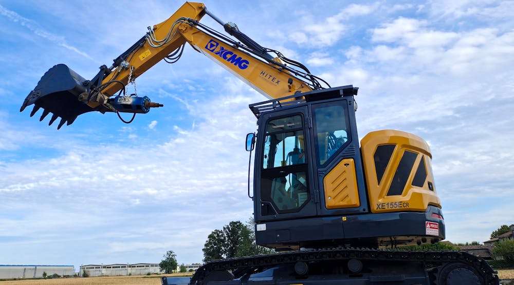 Pictured is the XE155ECR model hydraulic crawler excavator