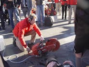 Hilti's Phil Arsenis demonstrates Hilti's hand-held gas saw at 2016 World of Concrete