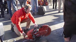 Hilti's Phil Arsenis demonstrates Hilti's hand-held gas saw at 2016 World of Concrete