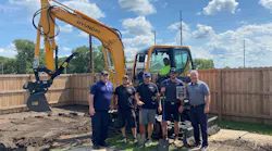 Hyundai Has Expanded Its Network Of Dealers With The Addition Of Blackhawk Equipment In Lake Crystal, Minn, As A Hyundai Compact Excavator Dealer Ed Harseim (r), Hyundai Construction Equipment America’s Midwest Sales Manager, And Jon Wise (l), Hyundai’s Midwest Service Manager, Present The New Dealership Plaque To Tyler Deike, President Of Blackhawk Equipment, Along With Two Of His Team Members (l To R), Darwin Revland, Service Technician, And Aaron Cotton, General Manager The Hyundai Excavator, Operated By Landscaper Tyler Leibfried, Is Owned By Blackhawk’s Sister Company, Thomas Tree & Landscape