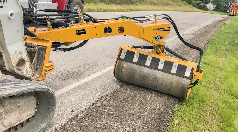 Road Widener’s Offset Vibratory Roller Attachment Suppresses Dust ...