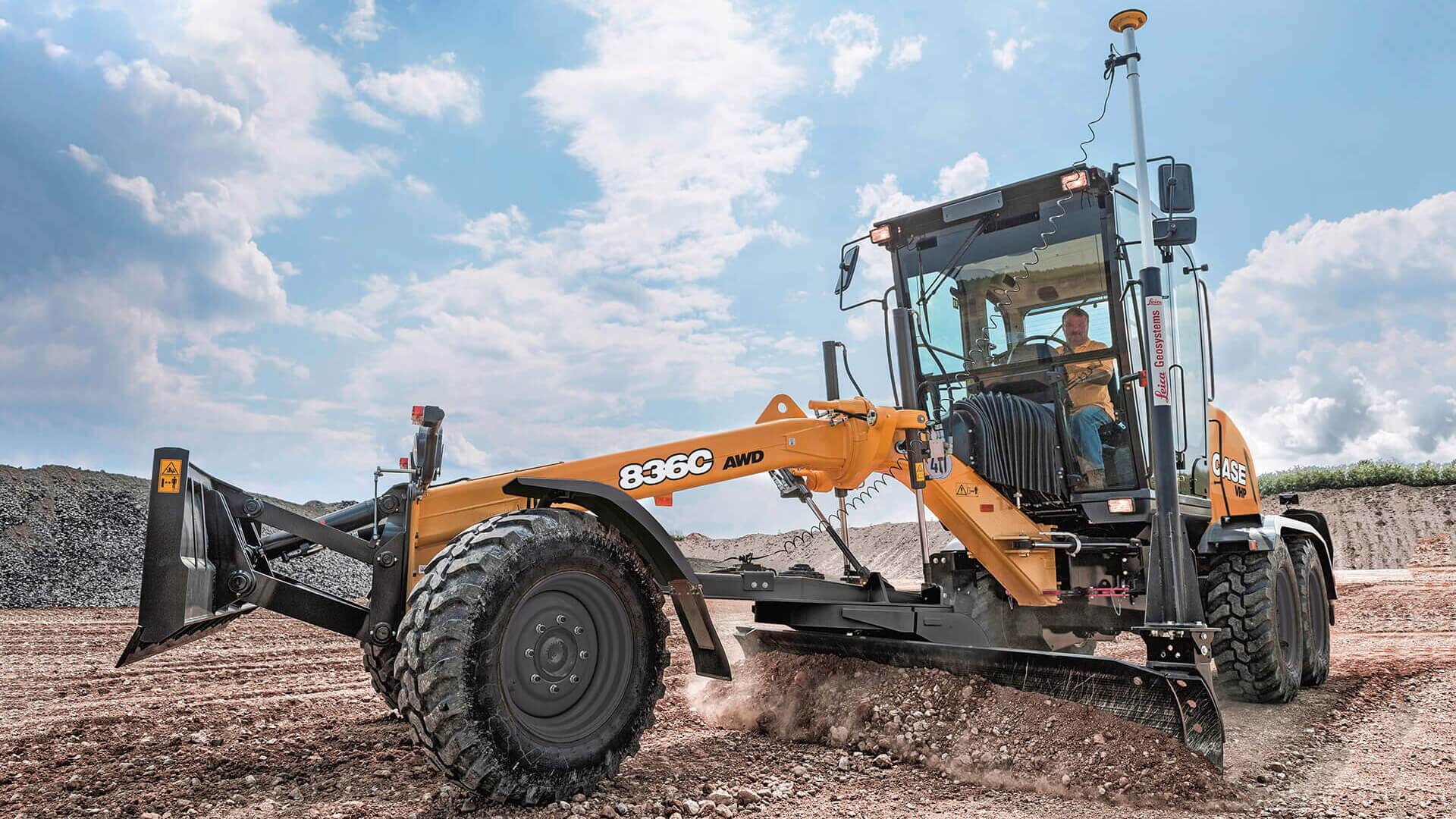 Case 836 C Motor Grader Moving Dirt