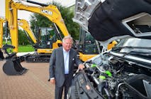 Jcb Lord Bamford With Hydrogen Powered Van Showing Engine