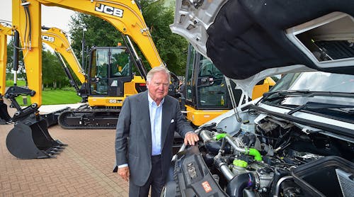 Jcb Lord Bamford With Hydrogen Powered Van Showing Engine