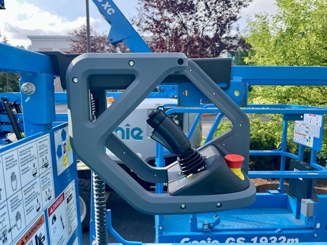 On Genie’s New Next Generation Gs Slab Scissor, The Control Is Angled Away From Where The Operator Would Be Standing The Iso Standard Addresses Other Ergonomic Considerations, Such As Force Needed To Actuate Movement, Appropriate Spacing Of Controls, And Grouping Similar Functions Together