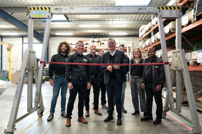 Pierre-Frederic Billet, mayor of Dreaux, France, cuts the ribbon to open LGH’s new facility.