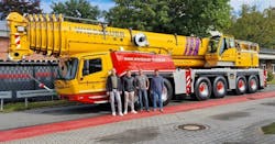 Weisbauer dudes dwarfed by the massive Grove crane. From left: Lukas Brdmer, Sacha Weitzel, Jorg Haasner and Jan Schoneck. Weisbauer dudes dwarfed by the massive Grove crane. From left: Lukas Brdmer, Sacha Weitzel, Jorg Haasner and Jan Schoneck.