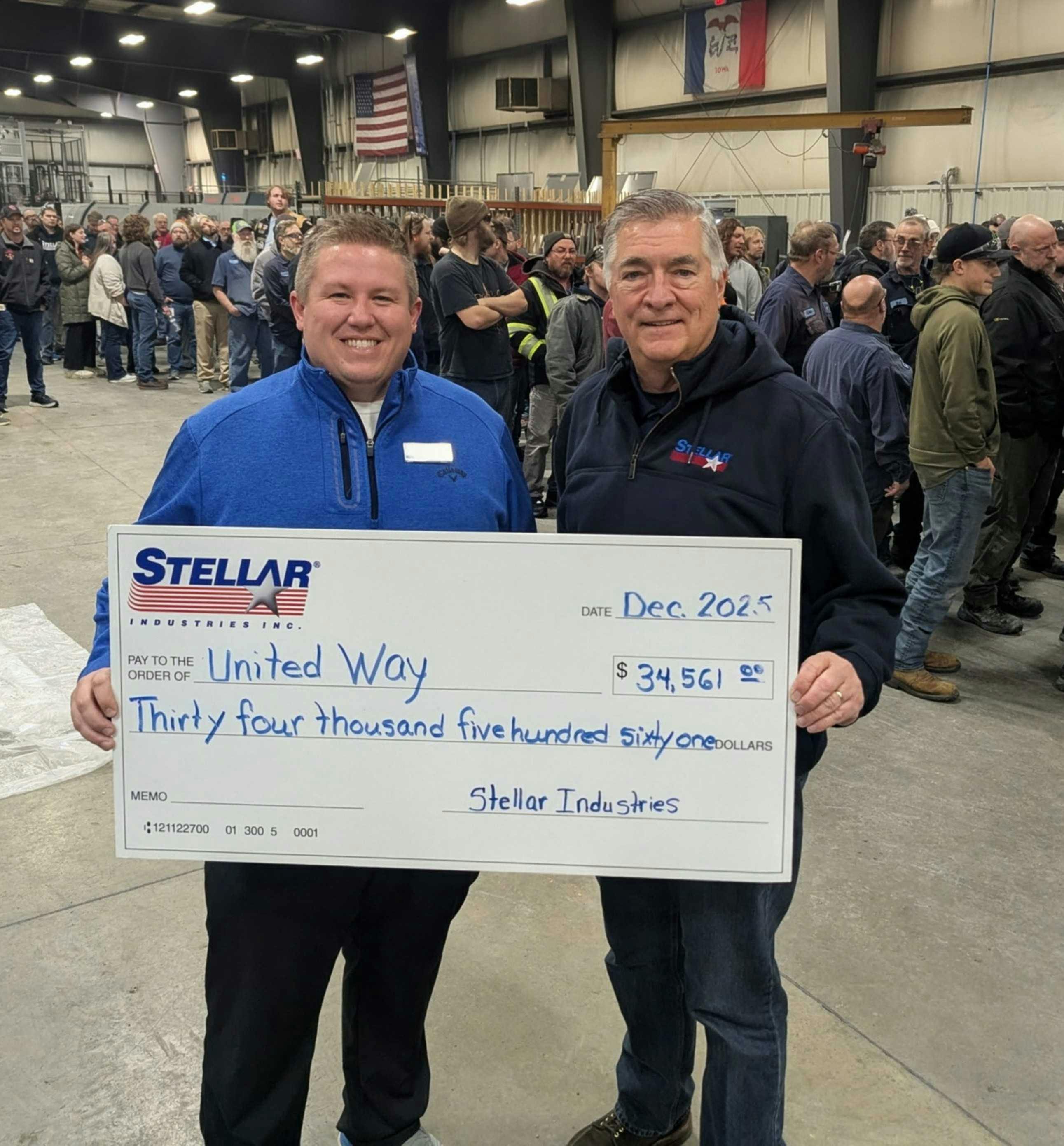 Stellar Celebrates Annual Giving Program with $34,561 to United Way of North Central Iowa