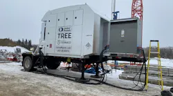 The United Rentals tower crane battery system on a project.
