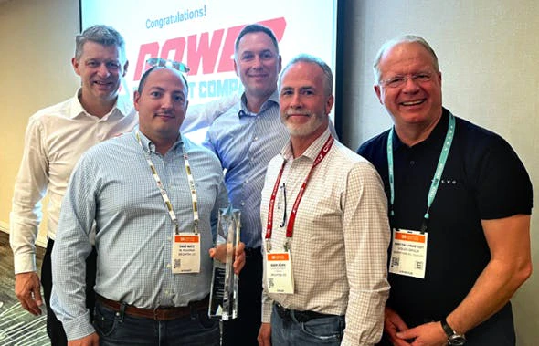 Front row, left to right: Dave Matz, President of ML Holdings (parent company of Power Equipment Company) and Mark Kuhn, Vice President of Construction Sales at Power Equipment Company. Back row, left to right: Melker Jernberg, Head of Volvo CE; Scott Young, Head of Region North America, Volvo CE; Martin Lundstedt, CEO and President of Volvo Group.