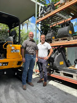 Todd Kundinger, Werk-Brau southeast regional manager, left, and Gold Coast JCB sales manager Toby Allen. Todd Kundinger, Werk-Brau southeast regional manager, left, and Gold Coast JCB sales manager Toby Allen.