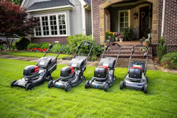 Honda's lineup of walk-behind battery-powered lawn mowers.