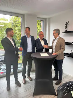 From left to right: Malte Vögeding, managing director, LC Systems; Frank Grewe, chief technology officer, 2G; Franz Leers, founder, Wenker Group; Pablo Hofelich, CEO, 2G, at the signing of the agreement.